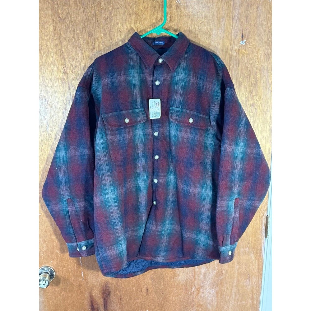 Vintage‎ NWT Van Heusen Plaid Wool Acrylic Shirt Button Jacket Large L
